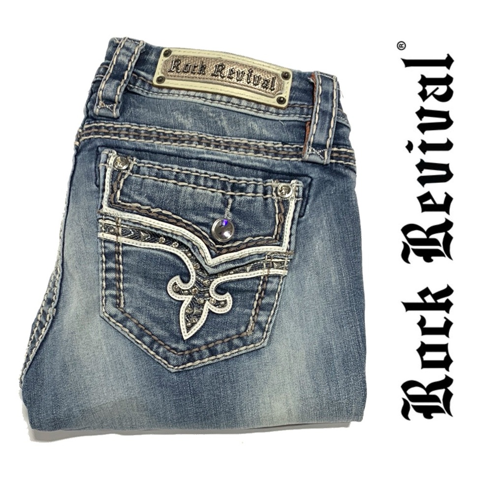 Rock Revival Jeans Signature Stitch & Faded Detail - Straight 26x32 0405‎